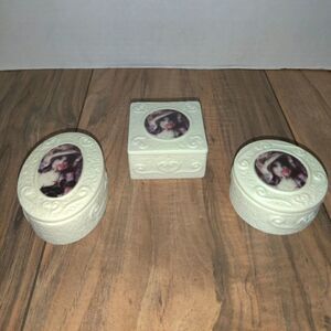 Pretty As A Picture Trinket Box Kim Anderson Set Of 3 Vintage Enesco 1999